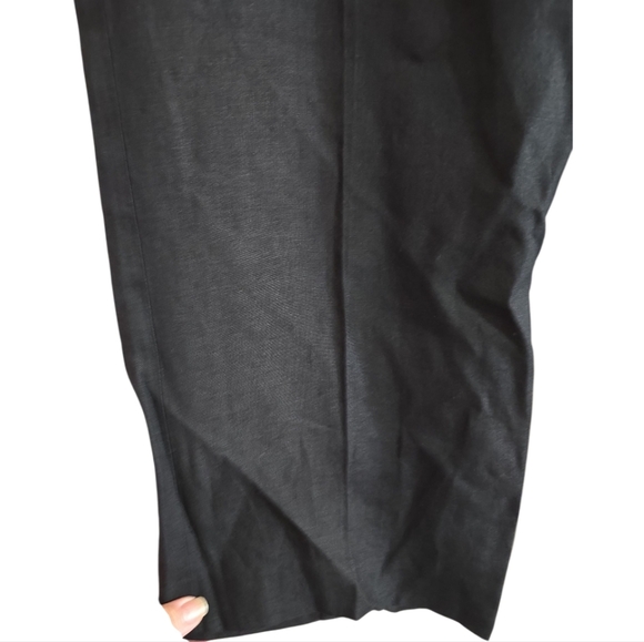 Talbots Black Linen Wide Leg Cropped Pants 8 Coastal Beachy Natural Fabric - Picture 3 of 7